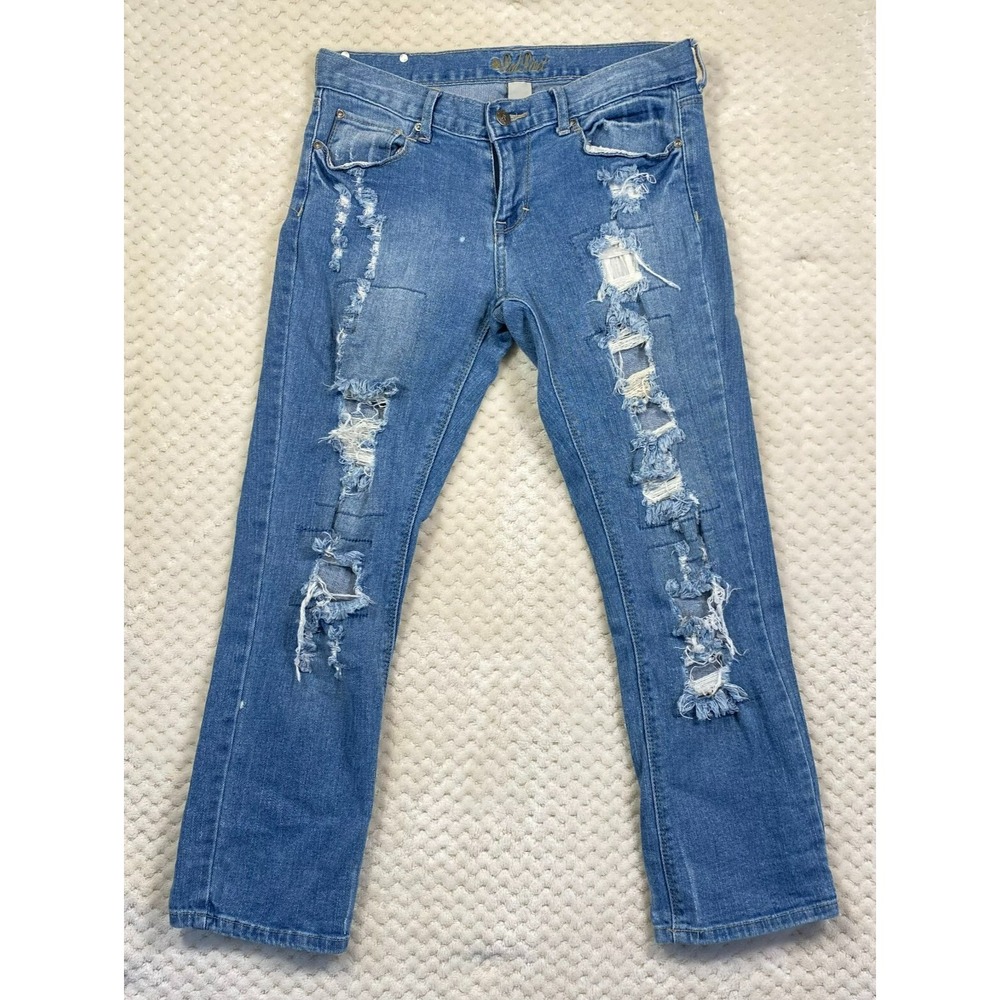 Red Rivet Jeans Juniors Size 7 Blue Distressed Stretch Bootcut Denim